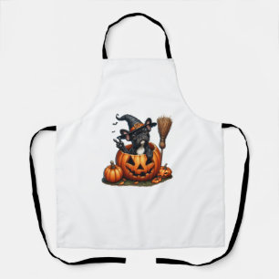 French Bulldog Witch Pumpkin Halloween Mens Womens Apron