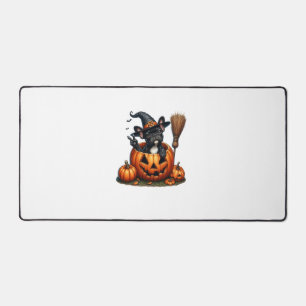 French Bulldog Witch Pumpkin Halloween Mens Womens Desk Mat