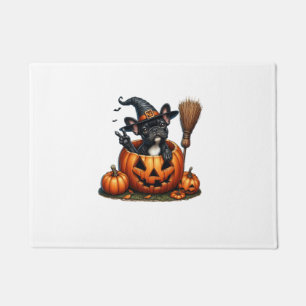 French Bulldog Witch Pumpkin Halloween Mens Womens Doormat
