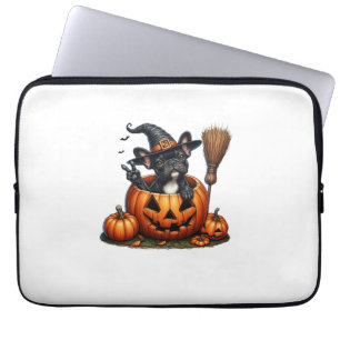 French Bulldog Witch Pumpkin Halloween Mens Womens Laptop Sleeve