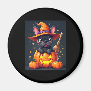 French Bulldog Witch Pumpkin Halloween Mens Womens Magnet