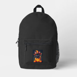 French Bulldog Witch Pumpkin Halloween Mens Womens Printed Backpack