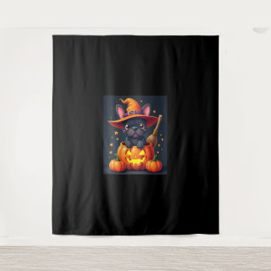 French Bulldog Witch Pumpkin Halloween Mens Womens Tapestry