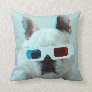 French Bulldog With 3D Glasses Cushion