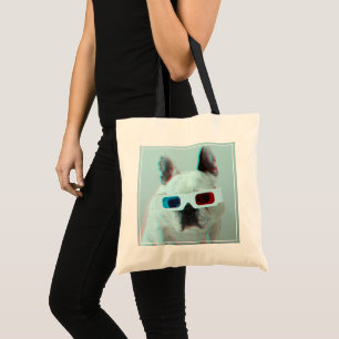 French Bulldog With 3D Glasses Tote Bag