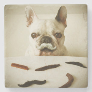 French Bulldog With A Moustache Stone Coaster