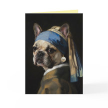 French Bulldog with a Pearl Earring Greeting Card