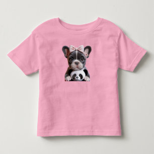  French Bulldog with a Pink Bow   Toddler T-Shirt