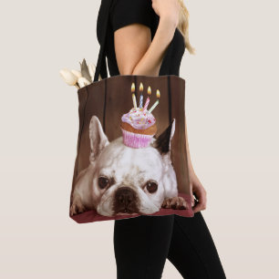French Bulldog With Birthday Cupcake Tote Bag