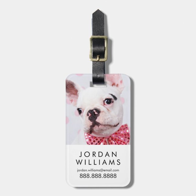 French Bulldog with Bow Tie Luggage Tag (Front Vertical)