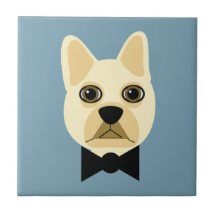 French Bulldog with bowtie blue Ceramic Tile