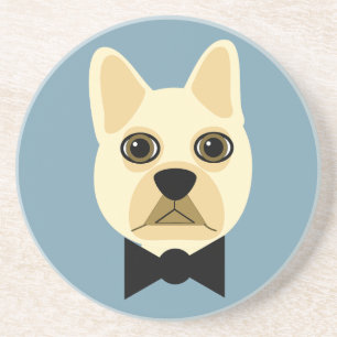 French Bulldog with bowtie blue Coaster