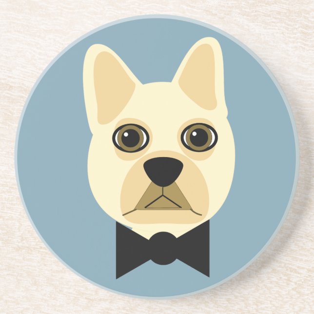 French Bulldog with bowtie blue Coaster (Front)