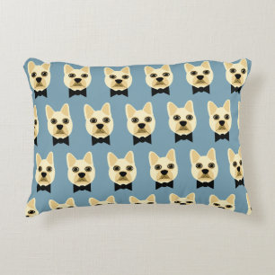French Bulldog with bowtie blue Decorative Cushion