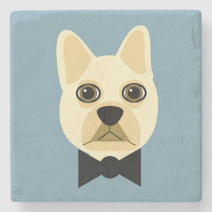 French Bulldog with bowtie blue Stone Coaster
