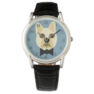 French Bulldog with bowtie blue Watch