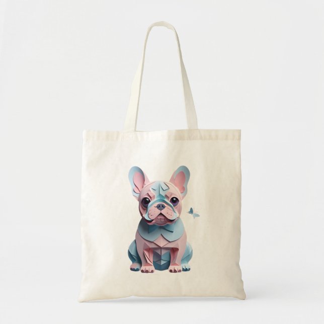 French Bulldog with Butterfly Paper Cutting Art  Tote Bag (Front)
