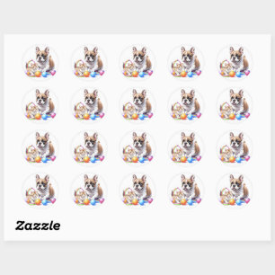 French Bulldog with cat Classic Round Sticker
