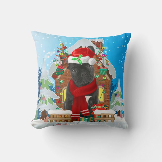 French Bulldog with Christmas gifts Cushion (Front)