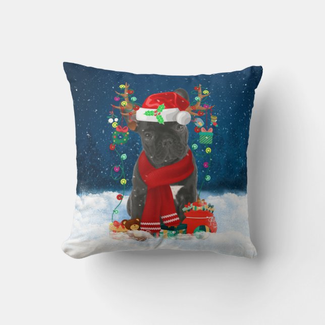 French Bulldog with Christmas gifts Cushion (Front)