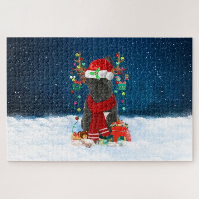 French Bulldog with Christmas gifts Jigsaw Puzzle (Horizontal)