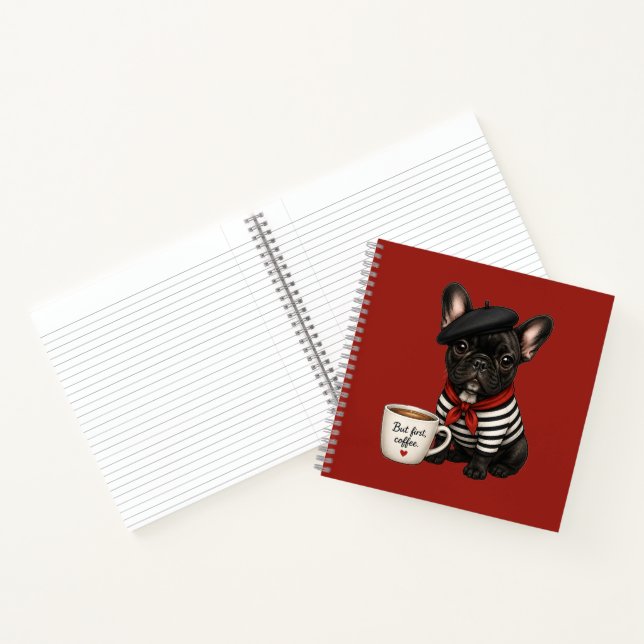 French Bulldog with coffee Notebook (Inside)