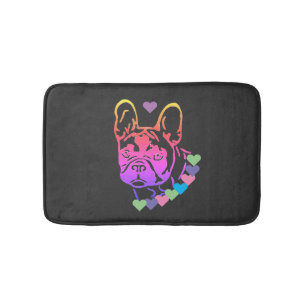 French bulldog with collar bath mat