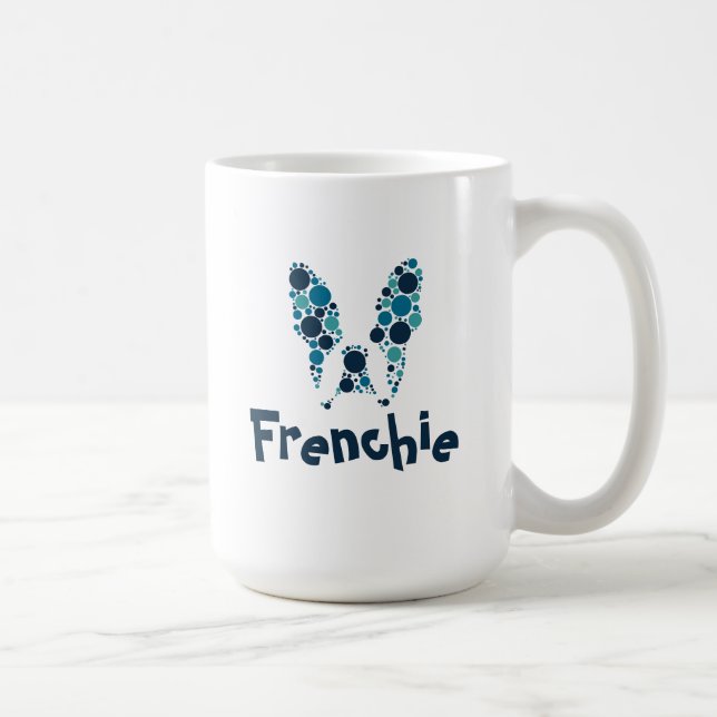 French bulldog with colourful circles coffee mug (Right)