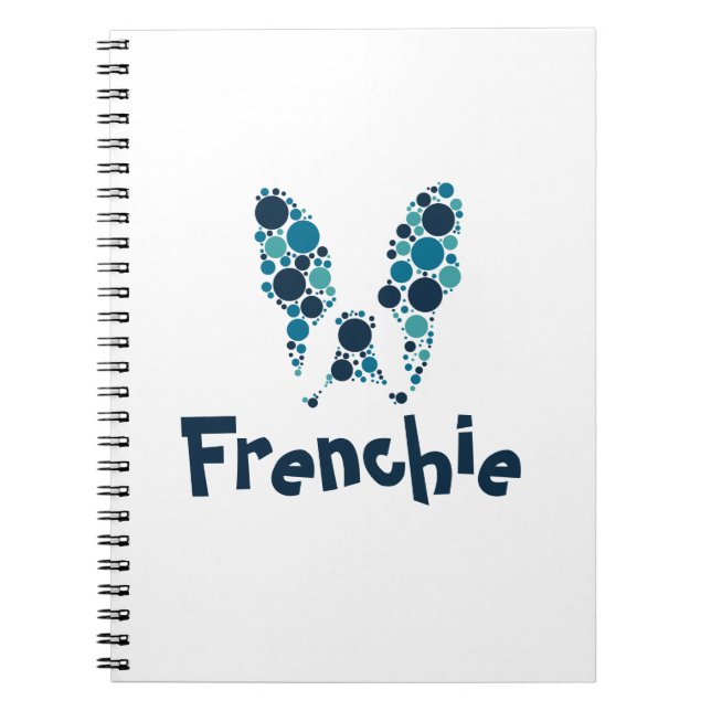 French bulldog with colourful circles notebook (Front)