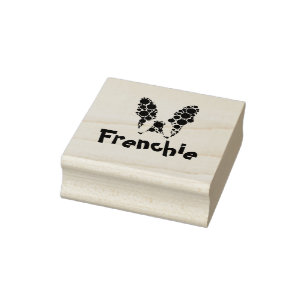 French bulldog with colourful circles rubber stamp