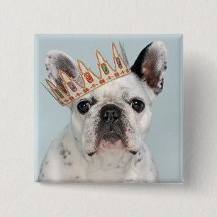 French Bulldog with Crown 15 Cm Square Badge