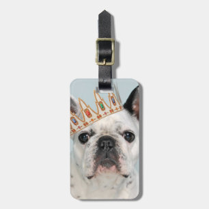 French Bulldog with Crown Luggage Tag