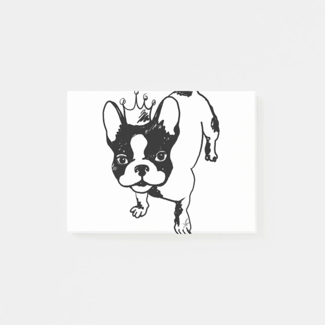 French bulldog with crown post-it notes (Front)