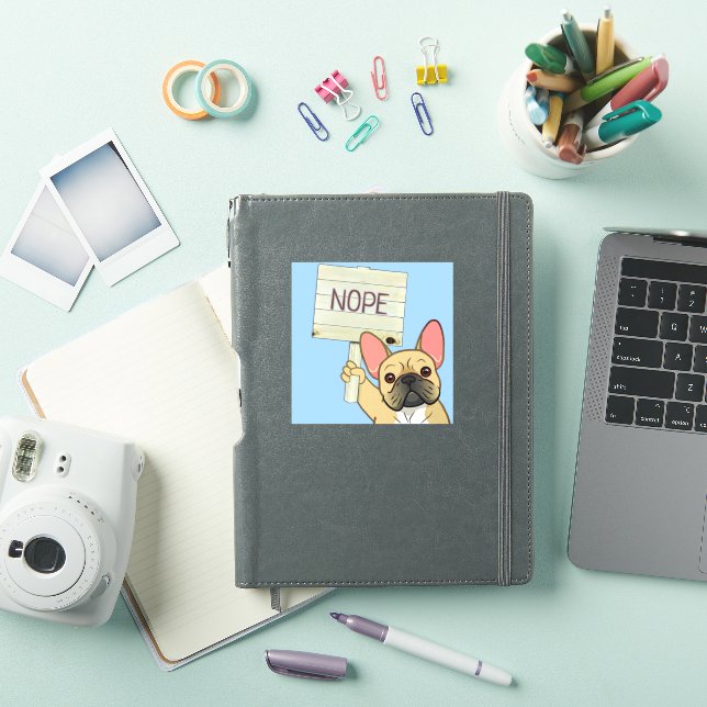 French Bulldog with Customisable 'Nope' Sign (iPad Cover)