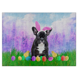 French Bulldog with Easter Eggs Bunny Chicks Cutting Board