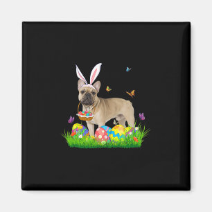 French Bulldog With Egg Basket Easter Hunting Egg Magnet