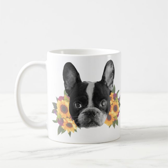 French Bulldog with Flowers Coffee Mug (Left)