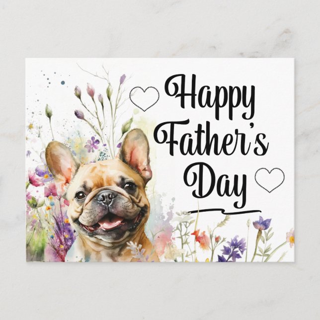French Bulldog with flowers for Father's Day Holiday Postcard (Front)