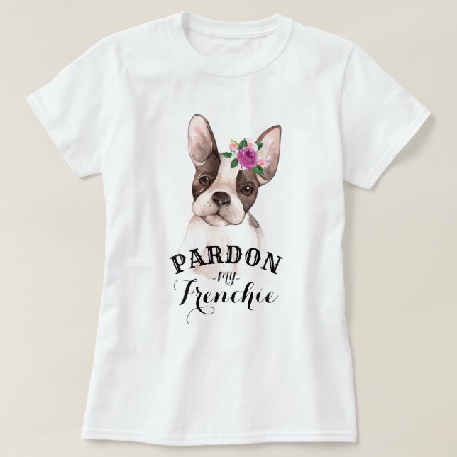 French Bulldog with Flowers T-Shirt (Design Front)