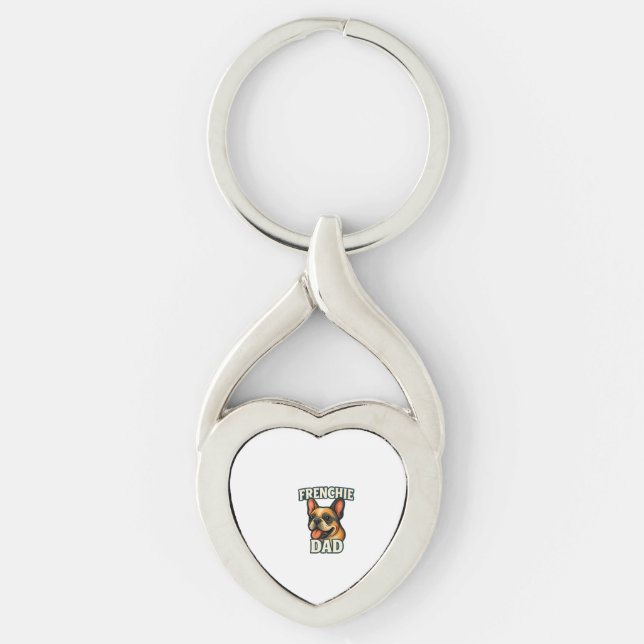 French Bulldog with FRENCHIE DADText for dog lover Key Ring (Front)