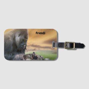 French bulldog with friend of a truck luggage tag