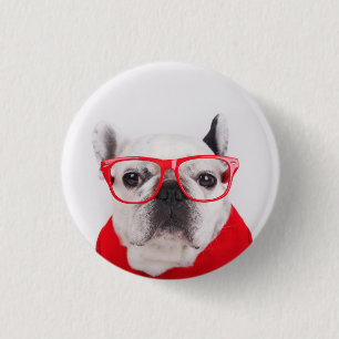 French Bulldog with Glasses and Shirt 3 Cm Round Badge