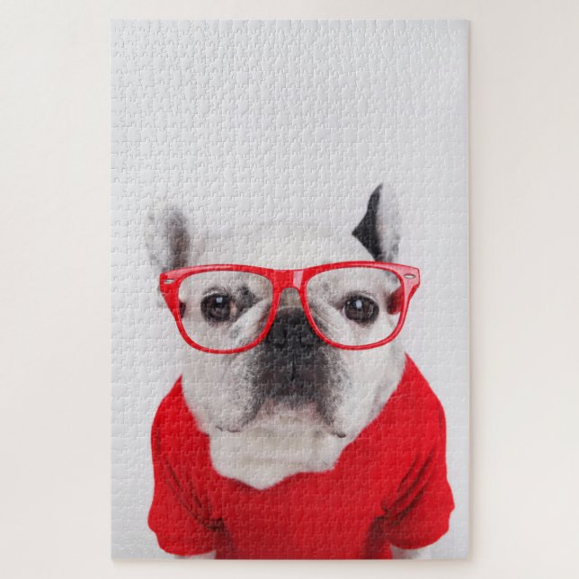 French Bulldog with Glasses and Shirt Jigsaw Puzzle (Vertical)