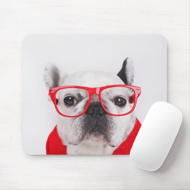 French Bulldog with Glasses and Shirt Mouse Pad (With Mouse)