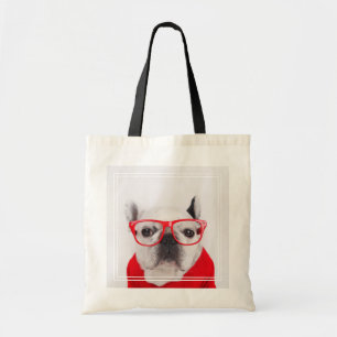 French Bulldog with Glasses and Shirt Tote Bag