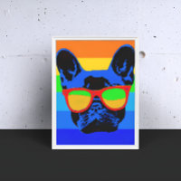 French bulldog with glasses Pop art style