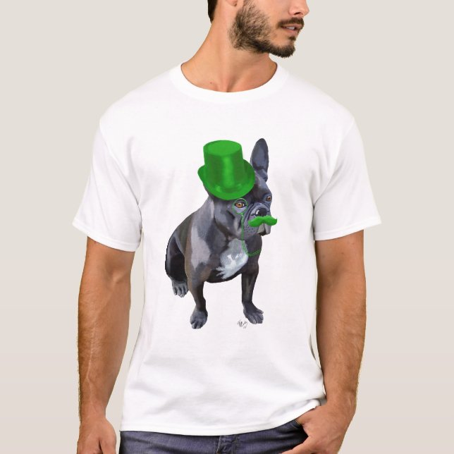 French Bulldog With Green Top Hat and Moustache (Front)