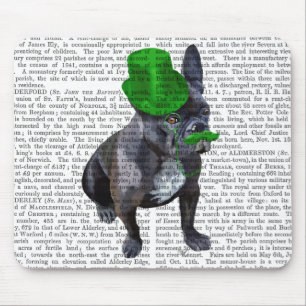 French Bulldog With Green Top Hat and Moustache Mouse Pad