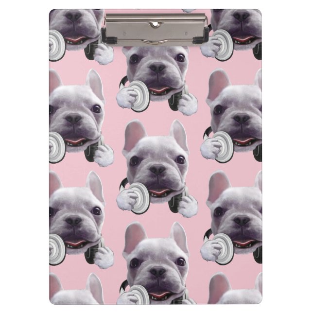 French Bulldog with Headphones Illustration Clipboard (Front)