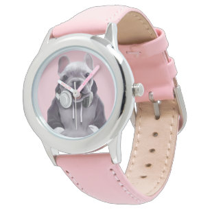 French Bulldog with Headphones Illustration Watch